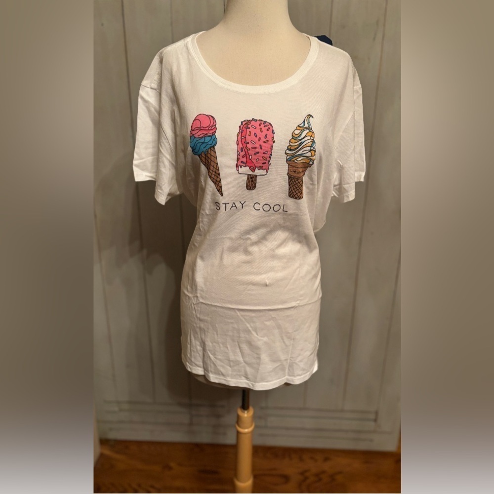 Life is Good stay cool, ice cream‎ white T-shirt Size-XL NWT’s
